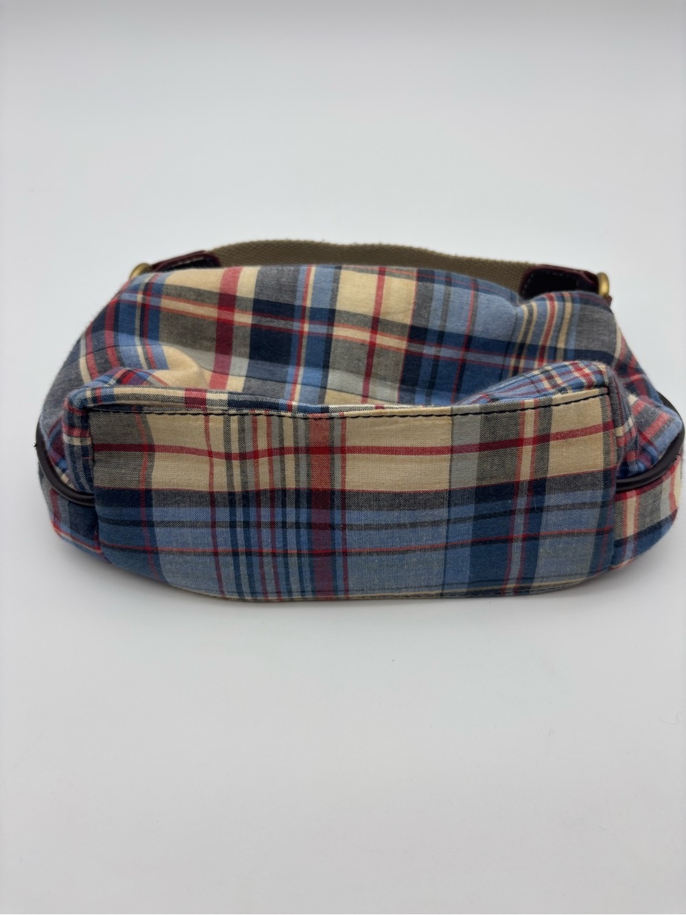 Tommy Hilfiger vintage Y2K era Plaid Canvas mini purse- Navy Red Cream - Picture 2 of 9